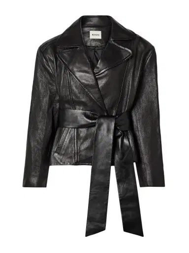 Khaite Dolores Belted Leather Jacket | Thumbnail 1 Khaite Dolores Belted Leather Jacket | Thumbnail 1