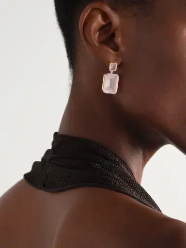 Mateo 14-karat Gold Rose Quartz And Diamond Earrings | Thumbnail 2 Mateo 14-karat Gold Rose Quartz And Diamond Earrings | Thumbnail 2