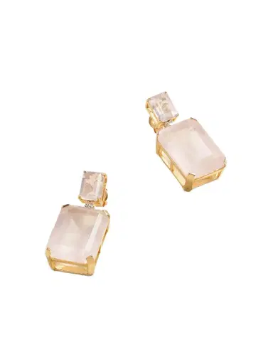 Mateo 14-karat Gold Rose Quartz And Diamond Earrings | Thumbnail 1 Mateo 14-karat Gold Rose Quartz And Diamond Earrings | Thumbnail 1