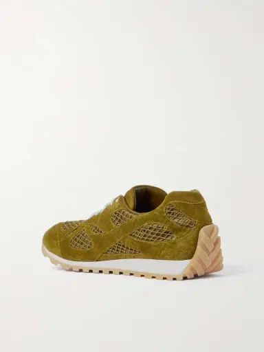Bottega Veneta Orbit Suede, Leather, Mesh And Fishnet Sneakers | Thumbnail 3
