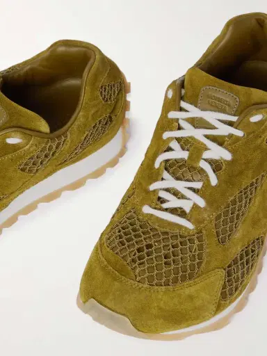 Bottega Veneta Orbit Suede, Leather, Mesh And Fishnet Sneakers | Thumbnail 4