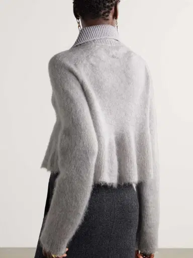 Loewe Cropped Wool-blend Trimmed Mohair-blend Polo Sweater | Thumbnail 3