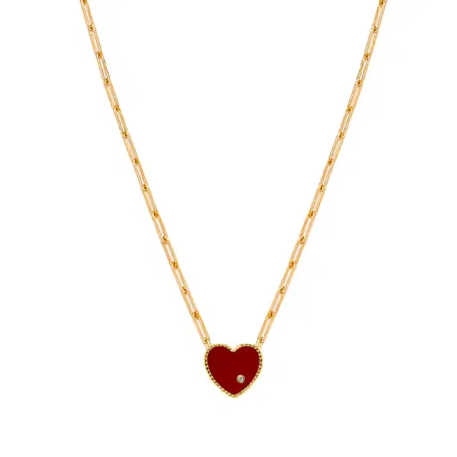 Gold Heart Gemstone Necklace