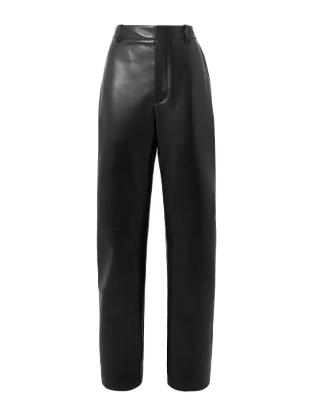 Paneled Leather Straight-leg Pants