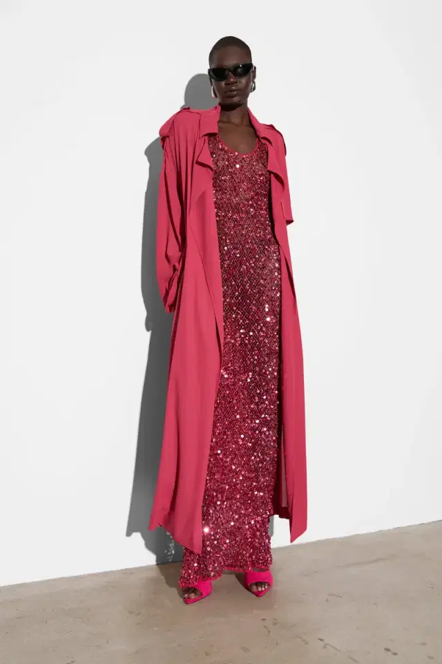 LAPOINTE Mesh Sequin Tank Gown
