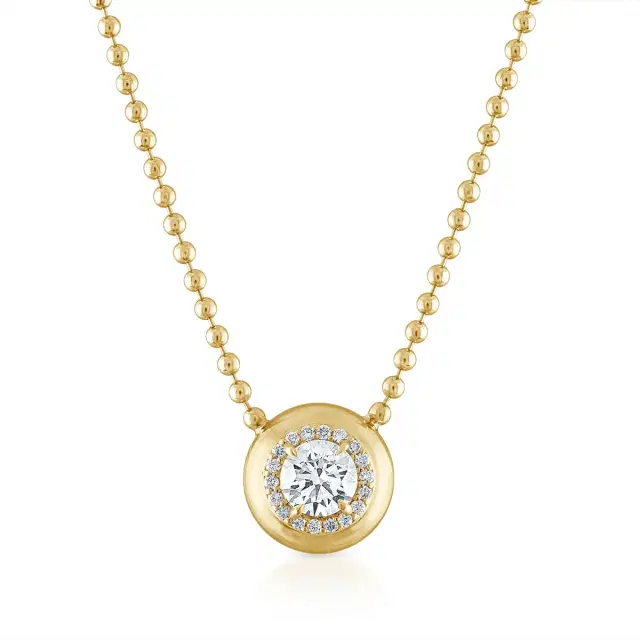 Petite Diamond Button Bead Chain Necklace in Yellow Gold
