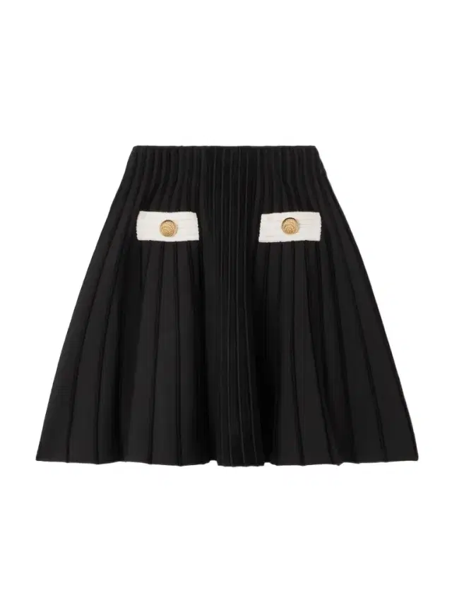 Button-embellished Knitted Mini Skirt