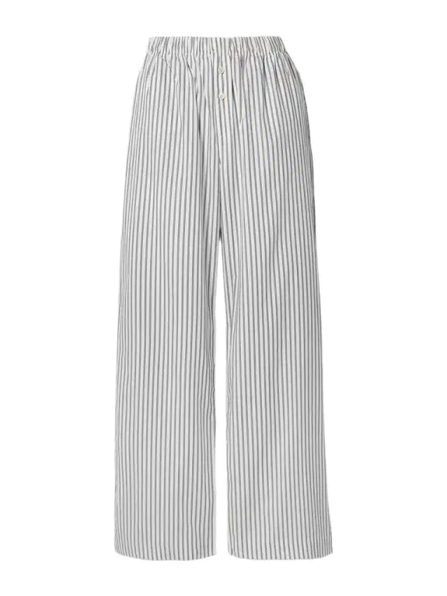 Striped Cotton-poplin Wide-leg Pants