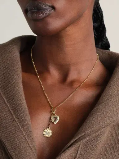 Foundrae Reverie Heart Small Mixed Belcher Extension 18-karat Gold, Prasiolite And Diamond Necklace | Thumbnail 2