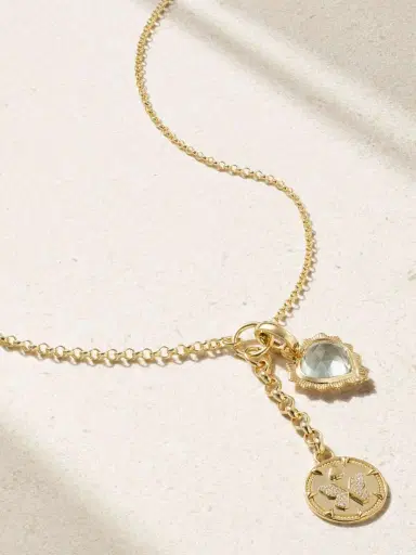 Foundrae Reverie Heart Small Mixed Belcher Extension 18-karat Gold, Prasiolite And Diamond Necklace | Thumbnail 4