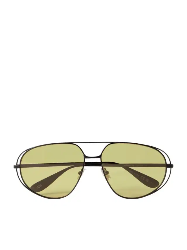 Aviator-style Gunmetal-tone Sunglasses