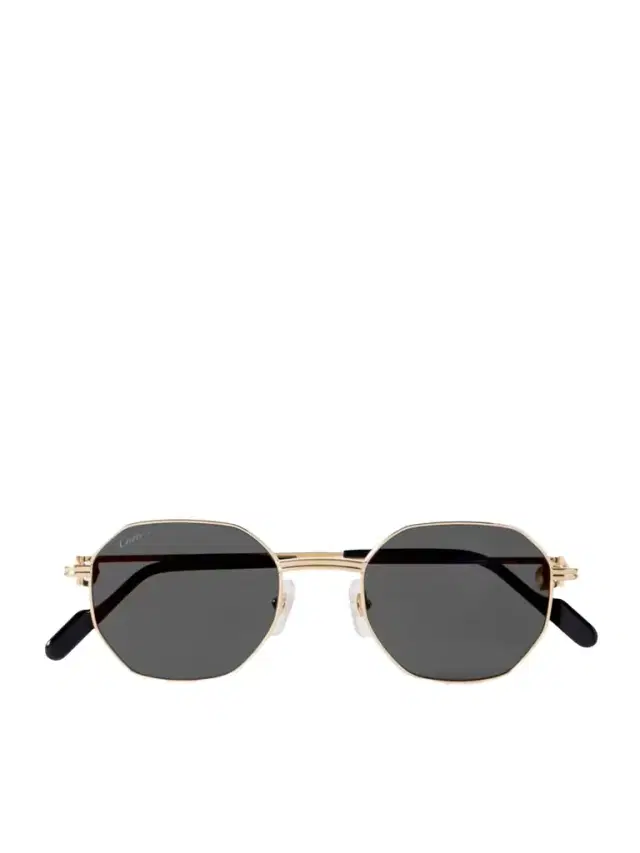 Hexagon-frame Gold-tone Sunglasses