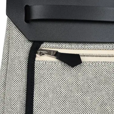 HERMÈS Hermes Herbag Zip 31 PM Hobnailed Black and Ecru Printed H Plume Canvas and Vache Hunter Palladium Hardware | Thumbnail 12 HERMÈS Hermes Herbag Zip 31 PM Hobnailed Black and Ecru Printed H Plume Canvas and Vache Hunter Palladium Hardware | Thumbnail 12