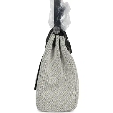 HERMÈS Hermes Herbag Zip 31 PM Hobnailed Black and Ecru Printed H Plume Canvas and Vache Hunter Palladium Hardware | Thumbnail 3 HERMÈS Hermes Herbag Zip 31 PM Hobnailed Black and Ecru Printed H Plume Canvas and Vache Hunter Palladium Hardware | Thumbnail 3