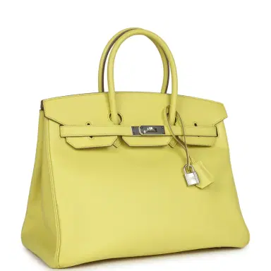 HERMÈS Pre-owned Hermes Birkin 35 Soufre Epsom Palladium Hardware | Thumbnail 2
