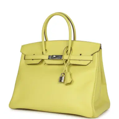 HERMÈS Pre-owned Hermes Birkin 35 Soufre Epsom Palladium Hardware | Thumbnail 3
