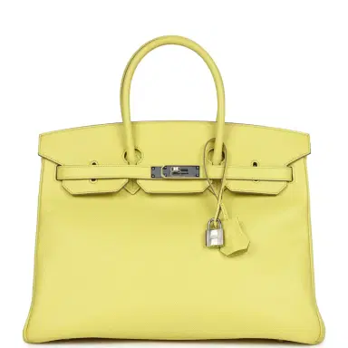 HERMÈS Pre-owned Hermes Birkin 35 Soufre Epsom Palladium Hardware | Thumbnail 1