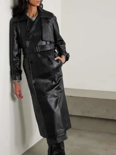 Nour Hammour Henri Belted Leather Trench Coat | Thumbnail 3 Nour Hammour Henri Belted Leather Trench Coat | Thumbnail 3