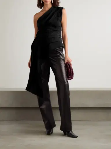 Bottega Veneta Asymmetric Draped Pleated Crepe Top | Thumbnail 2 Bottega Veneta Asymmetric Draped Pleated Crepe Top | Thumbnail 2