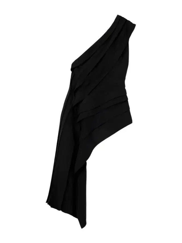 Asymmetric Draped Pleated Crepe Top