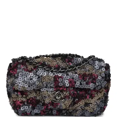 Chanel Pre-owned Chanel Limited Edition Extra Mini Flap Bag Multicolor Sequin Ruthenium Hardware | Thumbnail 1