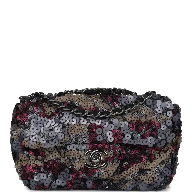 Chanel Pre-owned Chanel Limited Edition Extra Mini Flap Bag Multicolor Sequin Ruthenium Hardware