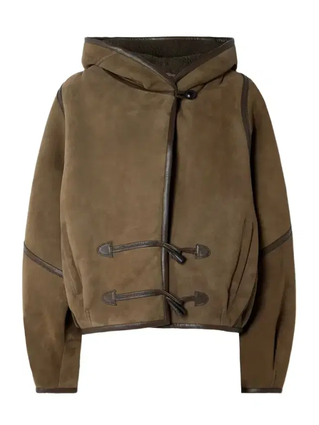 Amiel Oversized Hooded Leather-trimmed Shearling Jacket
