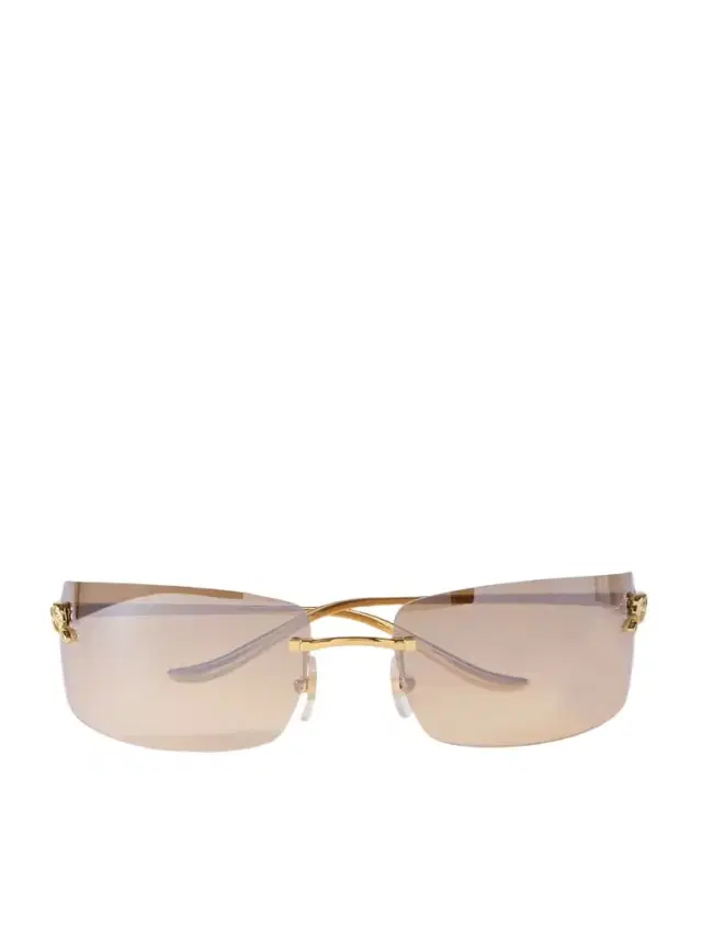 Panthère De Cartier Rectangle-frame Rimless Gold-tone Sunglasses
