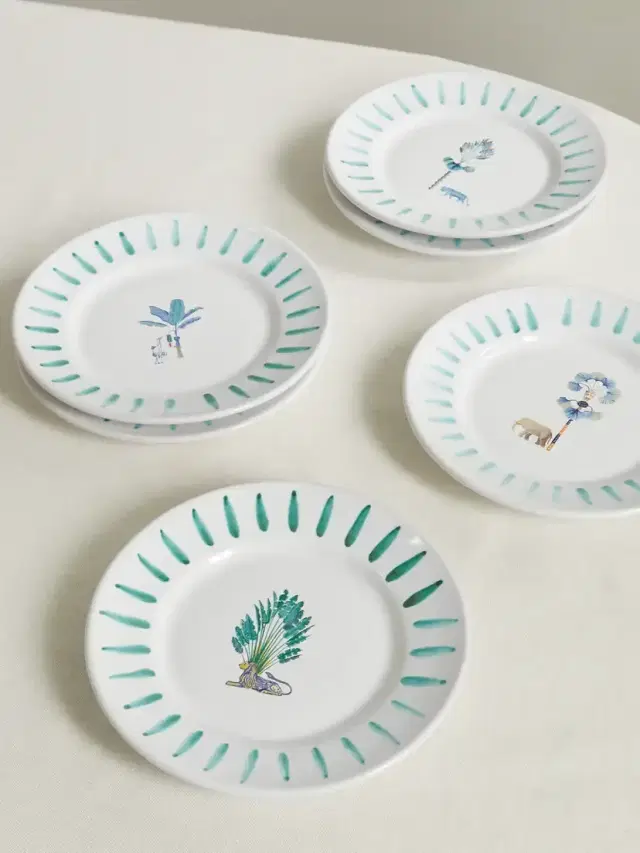 Set Of Six Ceramic Dessert Plates