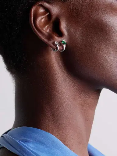 Repossi Serti Sur Vide 18-karat White Gold, Diamond And Emerald Single Earring | Thumbnail 2 Repossi Serti Sur Vide 18-karat White Gold, Diamond And Emerald Single Earring | Thumbnail 2