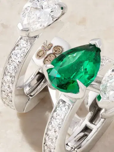 Repossi Serti Sur Vide 18-karat White Gold, Diamond And Emerald Single Earring | Thumbnail 4 Repossi Serti Sur Vide 18-karat White Gold, Diamond And Emerald Single Earring | Thumbnail 4