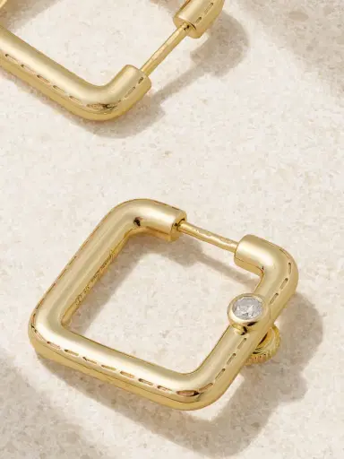 Yvonne Léon Gousset 9-karat Gold, Sapphire And Diamond Hoop Earrings | Thumbnail 3 Yvonne Léon Gousset 9-karat Gold, Sapphire And Diamond Hoop Earrings | Thumbnail 3