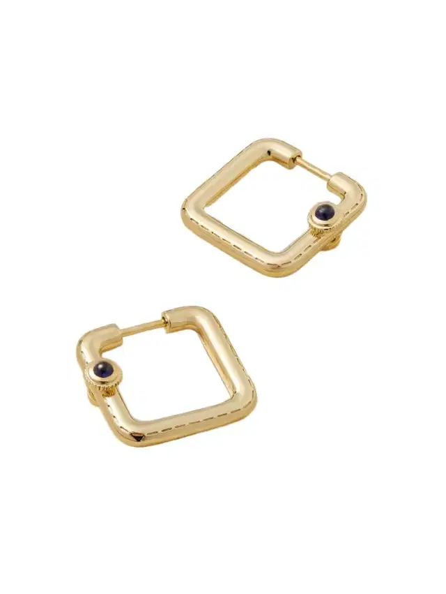 Gousset 9-karat Gold, Sapphire And Diamond Hoop Earrings
