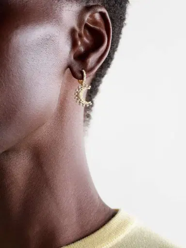 Marlo Laz Small Southwestern Moon 14-karat Gold Diamond Hoop Earrings | Thumbnail 2 Marlo Laz Small Southwestern Moon 14-karat Gold Diamond Hoop Earrings | Thumbnail 2