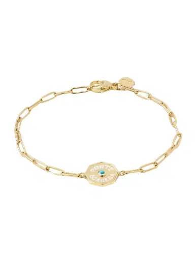 Marlo Laz Wee Porte Bonheur Coin 14-karat Gold, Turquoise And Enamel Bracelet | Thumbnail 1 Marlo Laz Wee Porte Bonheur Coin 14-karat Gold, Turquoise And Enamel Bracelet | Thumbnail 1