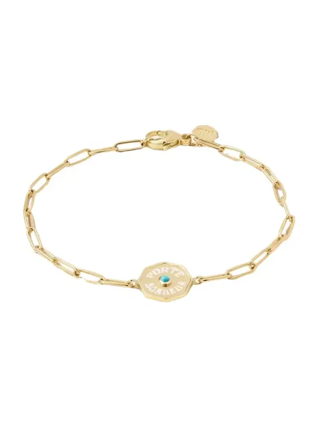 Marlo Laz Wee Porte Bonheur Coin 14-karat Gold, Turquoise And Enamel Bracelet