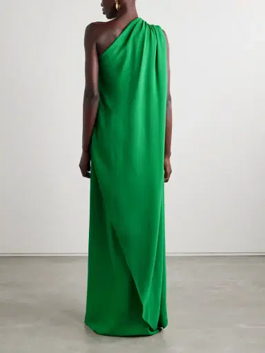 Oscar de la Renta One-shoulder Embellished Draped Cady Gown | Thumbnail 3 Oscar de la Renta One-shoulder Embellished Draped Cady Gown | Thumbnail 3