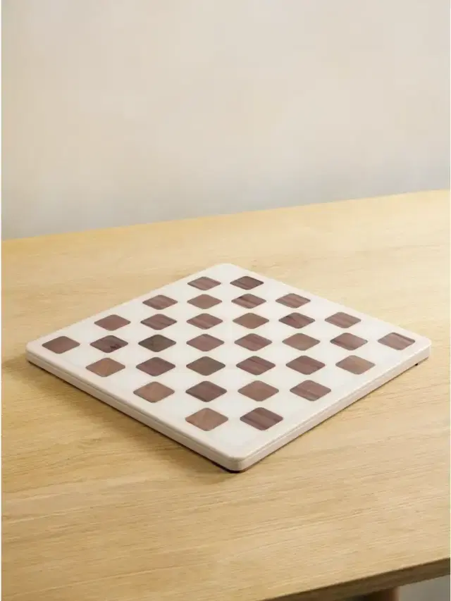 Krion® Walnut And Steel Draughts Set