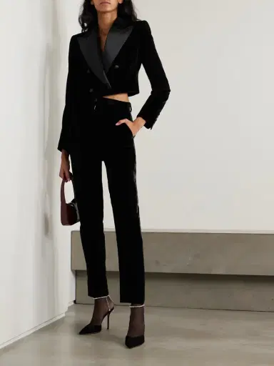 Dolce & Gabbana Satin-trimmed Cotton-blend Velvet Slim-leg Pants | Thumbnail 2 Dolce & Gabbana Satin-trimmed Cotton-blend Velvet Slim-leg Pants | Thumbnail 2