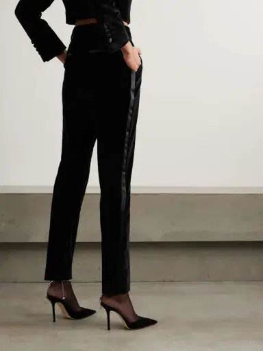 Dolce & Gabbana Satin-trimmed Cotton-blend Velvet Slim-leg Pants | Thumbnail 3 Dolce & Gabbana Satin-trimmed Cotton-blend Velvet Slim-leg Pants | Thumbnail 3