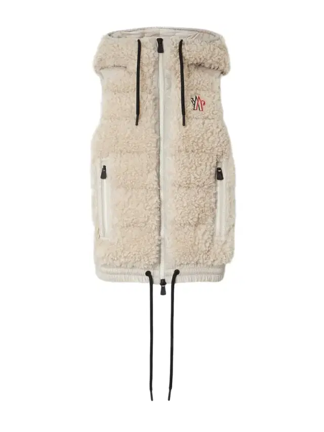 Shell-trimmed Quilted Faux Shearling Hooded Down Vest
