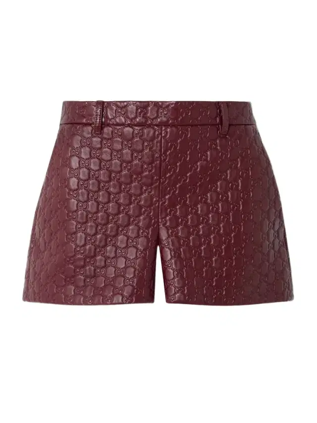 Logo-debossed Leather Shorts
