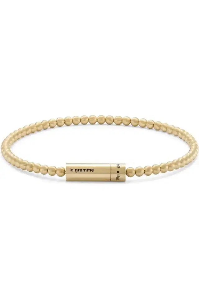 LE GRAMME 15g Brushed Yellow Gold Bead Bracelet