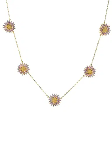 TANYA FARAH 5 Station Pink Sapphire Daisy Necklace | Thumbnail 1