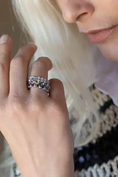 Suzanne Kalan Alaia Rainbow Sapphire Eternity Band - White Gold | Thumbnail 2 Suzanne Kalan Alaia Rainbow Sapphire Eternity Band - White Gold | Thumbnail 2