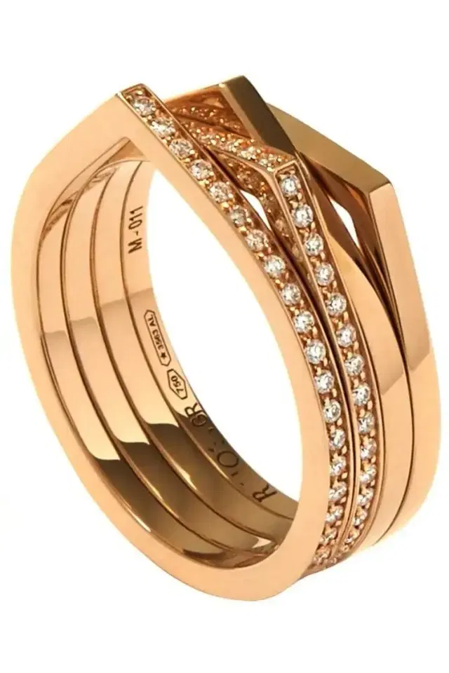 Antifer 2 Pave Diamond Row Ring