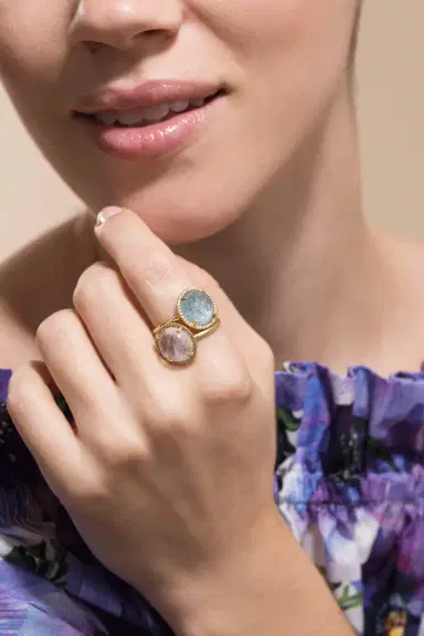 IRENE NEUWIRTH JEWELRY Aquamarine and Diamond Pave Ring | Thumbnail 2