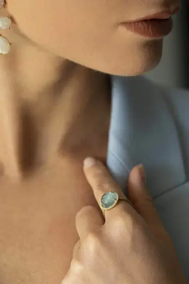 IRENE NEUWIRTH JEWELRY Aquamarine and Diamond Pave Ring | Thumbnail 3
