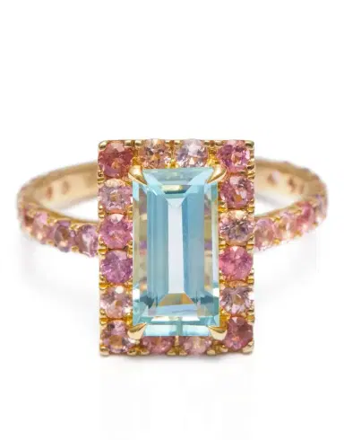 YI COLLECTION Aquamarine and Pink Tourmaline Candy Ring | Thumbnail 1