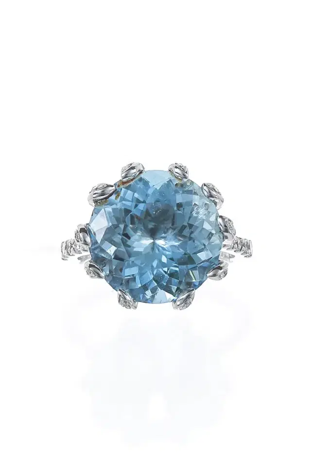 Aquamarine Diamond Ring